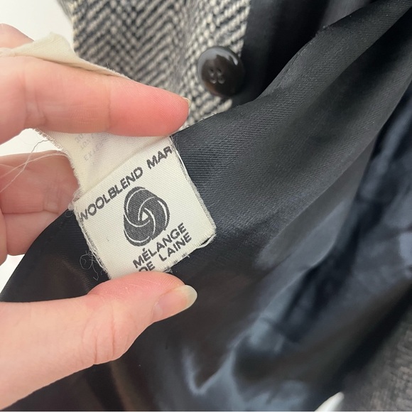 Vintage Wool Blend Coat by Collection Élégante women’s 12 Classic Herringbone - Picture 6 of 14